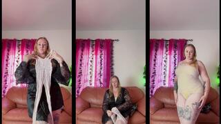 try on white bodystockings 4k