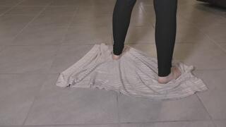 Cleaning the floor with my feet
