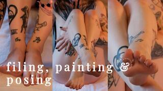 Toe Filing, Painting and Posing - Foot Fetish