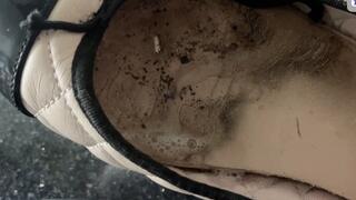 Playing with my spit on the insides of these leather flats, also spitting on the soles at tops