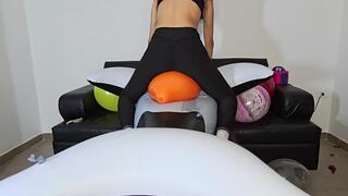 Marianna blows up balloons with her inflatable whale PART 2