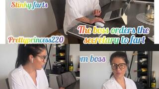 The boss orders the secretary to fart