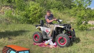 Jason first attempt to run over inflatable toys with an ATV