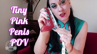 Tiny Pink Penis - Lady Bellatrix in latex SPH Femdom pov