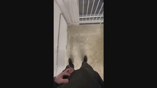 Desperate Pissing in Campus Stairwell (Huge Relief)