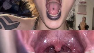 CLOSE UP Black lipstick MOUTH TOUR with flash on inside mouth