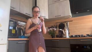 Emma drinks two cans of lemonade and burps loudly in the kitchen - part 7