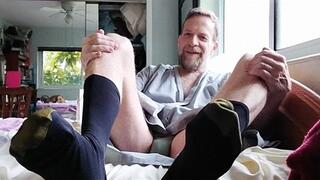 a visit to stepdad in his robe