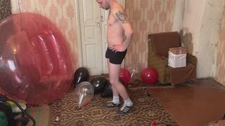 Jason stomp to pop balloons with soccer cleats