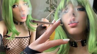 Alt Girl Smoking in Body Fishnets
