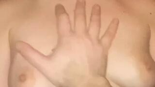 Rough tits and nipple play while riding