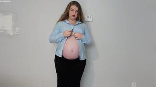 Pregnant Belly Nearly Bursts Button Shirts Open