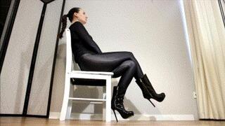 Toe tapping in black boots AVI