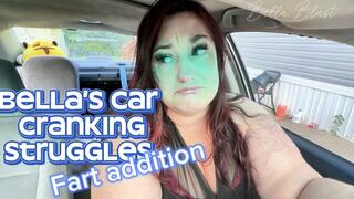 Gassy BBW Car Cranking Struggles: Car Won’t Start, Flirty Tease with a Farting Twist