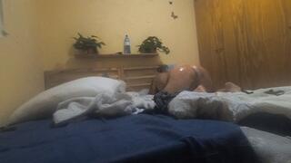 Pegging boyfriend's ass with dildo