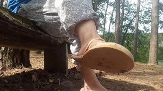 Fantasy of a slave cleaning my dirty feet in nature