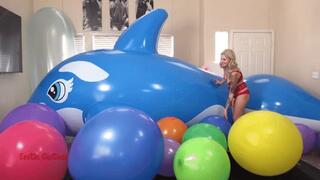 5MM MASSIVE INFLATABLE WHALE & BALLOON DESTRUCTION! LESBIAN SEX & SQUIRTING-HD version