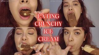 Eating crunchy ice cream - chewing and slurping noises