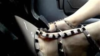 Wife Drives Us Wearing Her Valentino Heels - Side View