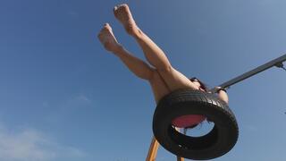 Unseen - Miss Ren's dirty feet on a swing in slow motion