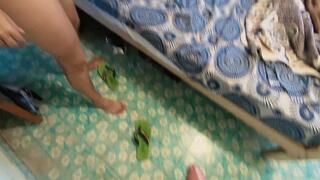 Blowjob in bedroom with ball sucking and cum swallow