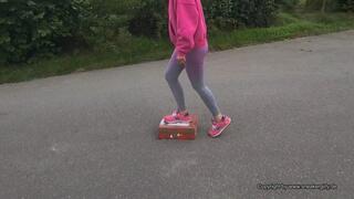 toy car crush in sweet New Balance 574 sneakers