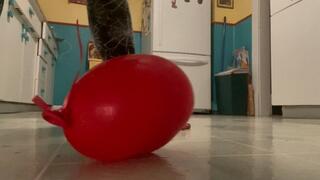 Housewife walking barefoot in leggings