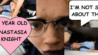 18 year old Anastasia Knight pussy hurts from first fucking dirty old man asks to suck dick instead Clip #2