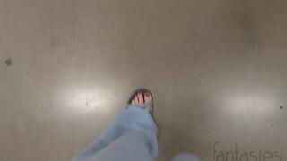 Fifi milf walking through the grocery story in baggy pants and sandals *new*