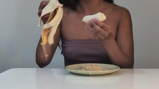 CHEWING AND SPITTING OUT BANANA CHUNKS | Laura