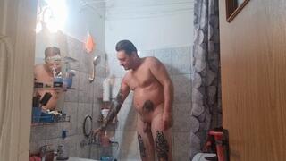 shower hair washing masturbate dirty feet