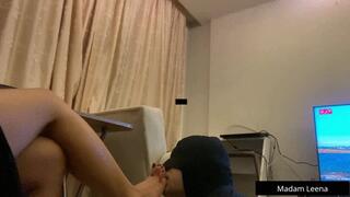 Loser licking sweaty my feet clean