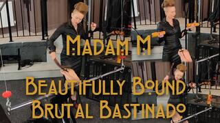Beautifully Bound Brutal Bastinado while inverted using paddles, canes, and Lochgelly tawse