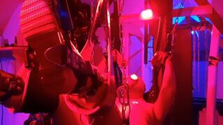Red Rubber Sling Session And Rubber Blow Job Full Session