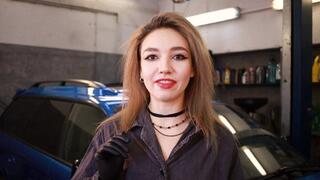 Blonde car mechanic