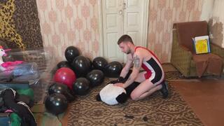 Jason hump to pop black balloons