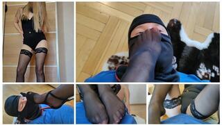 EXCLUSIVE PREMIERE: Slave is sniffing smelly nylon feet