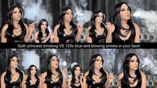 Goth princess smoking VS 120s blue and blowing smoke in your face!
