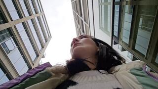 Black panties on the toilet wetting peeing