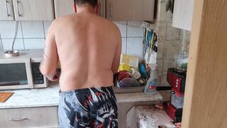 pantsing dishwashing ironing workout