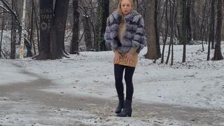 outdoor fur coat fetish smoking