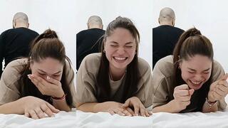 Stacy laughing too much (only face camera, not feet)