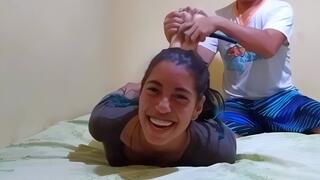 Lucia's feet hogtied and tickled