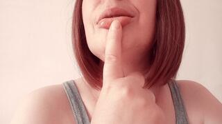 index finger and lip fetish oral tease
