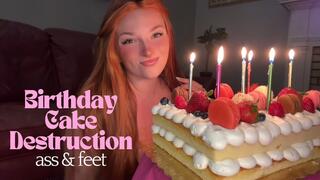 Birthday Cake Destruction - Ass and Feet - Cake Sitting Mess BBW Ass Foot Feet Fetish Worship Soles Toes Big Jiggly Booty Goddess Verbal Humiliation