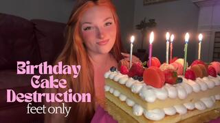 Birthday Cake Destruction - Feet Only - Cake Sitting Mess Foot Feet Fetish Worship Soles Toes Goddess Verbal Humiliation