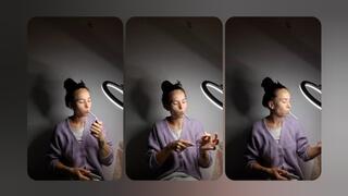 Candid smoking while doing nails : Miss Sara