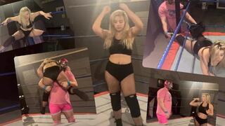 Crotch busting mixed wrestling match