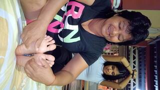 Ana gets her feet tickled by her stepmom!