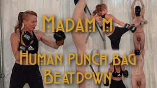 Human Punch Bag Beatdown, boxing, kicking, kneeing full-body sweaty workout